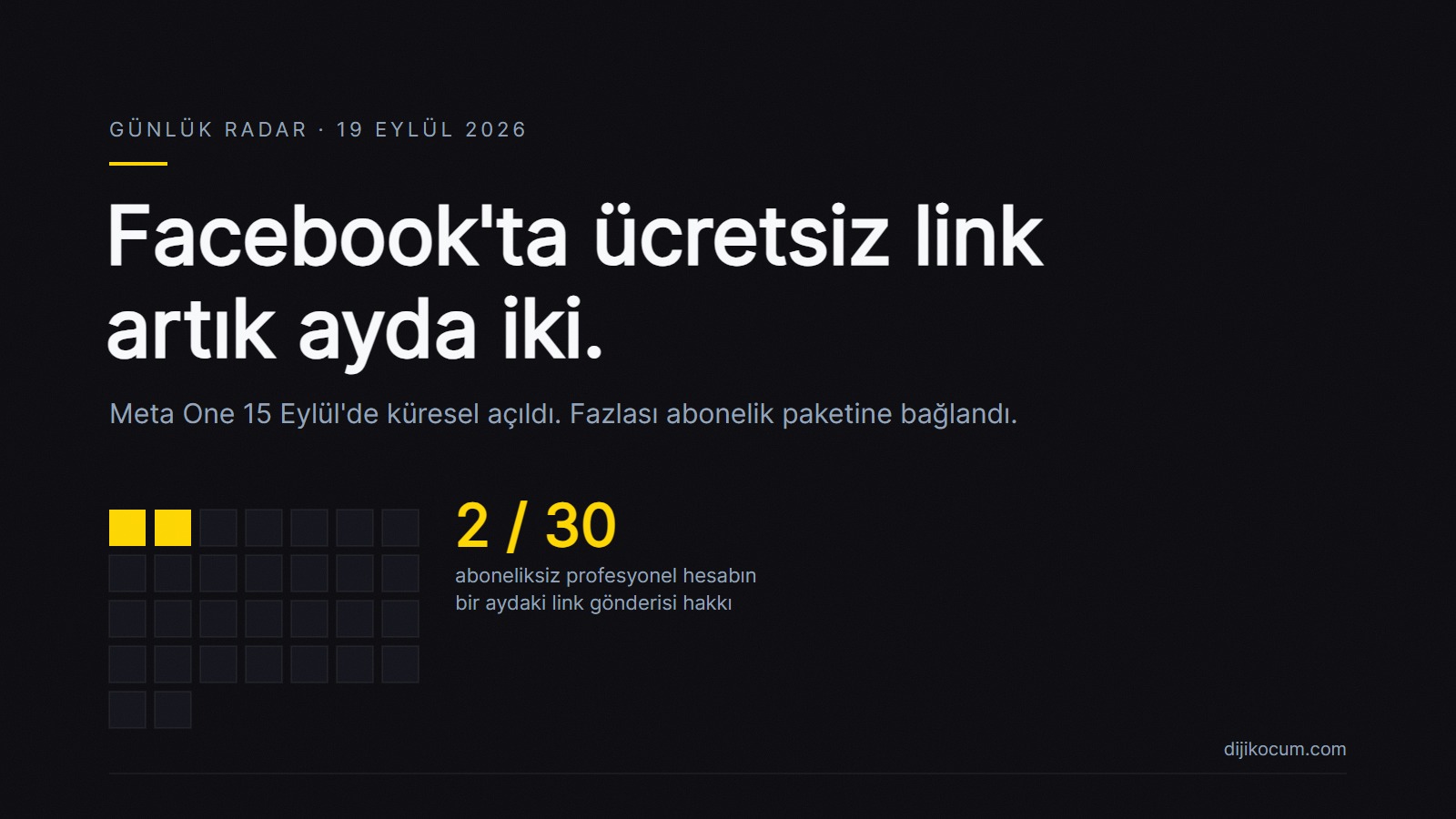 Facebook'ta Ücretsiz Link Ayda 2'ye İndi: Meta One Dönemi