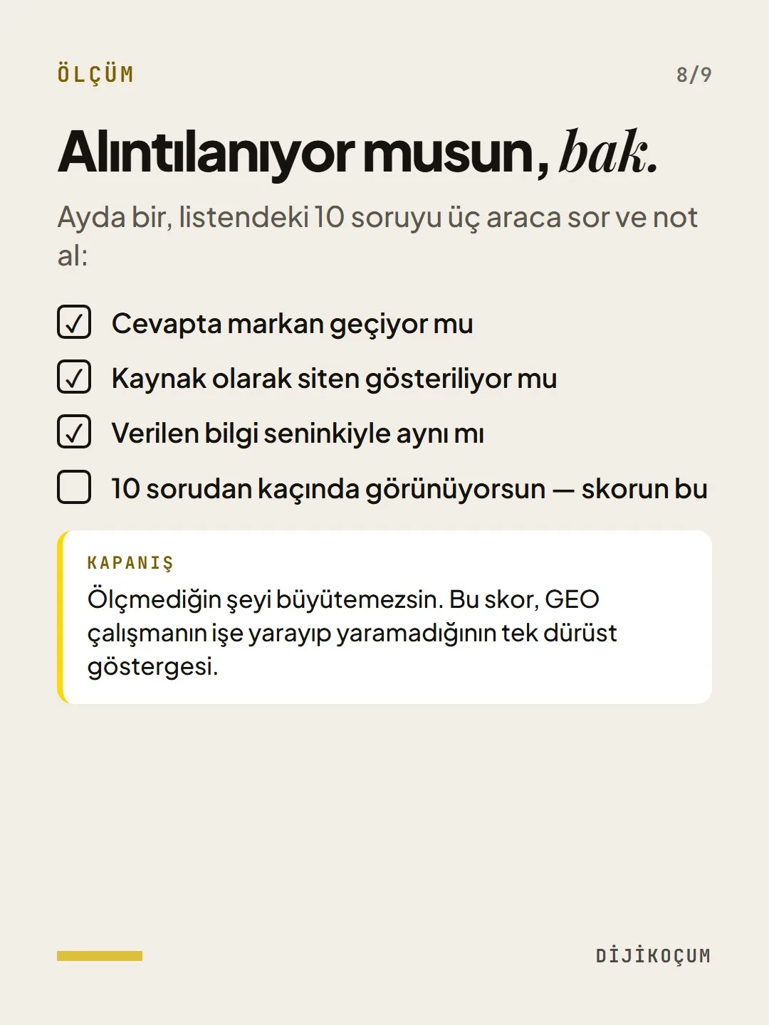 Ölçüm: Alıntılanıyor musun, bak.