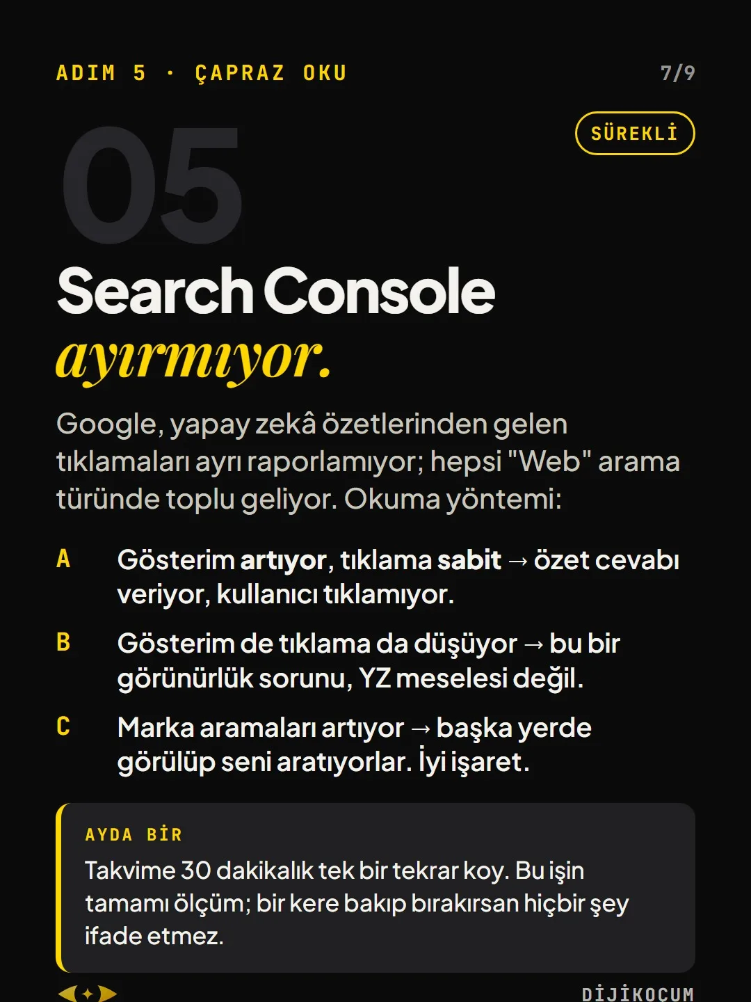 Adım 5 · Çapraz oku: Search Console ayırmıyor.