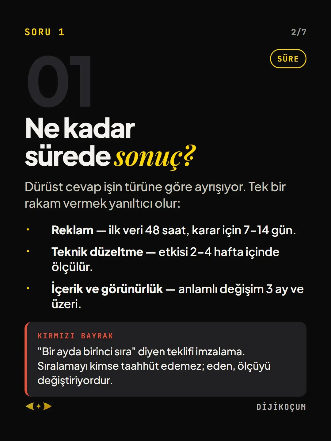 Soru 1: Ne kadar sürede sonuç?