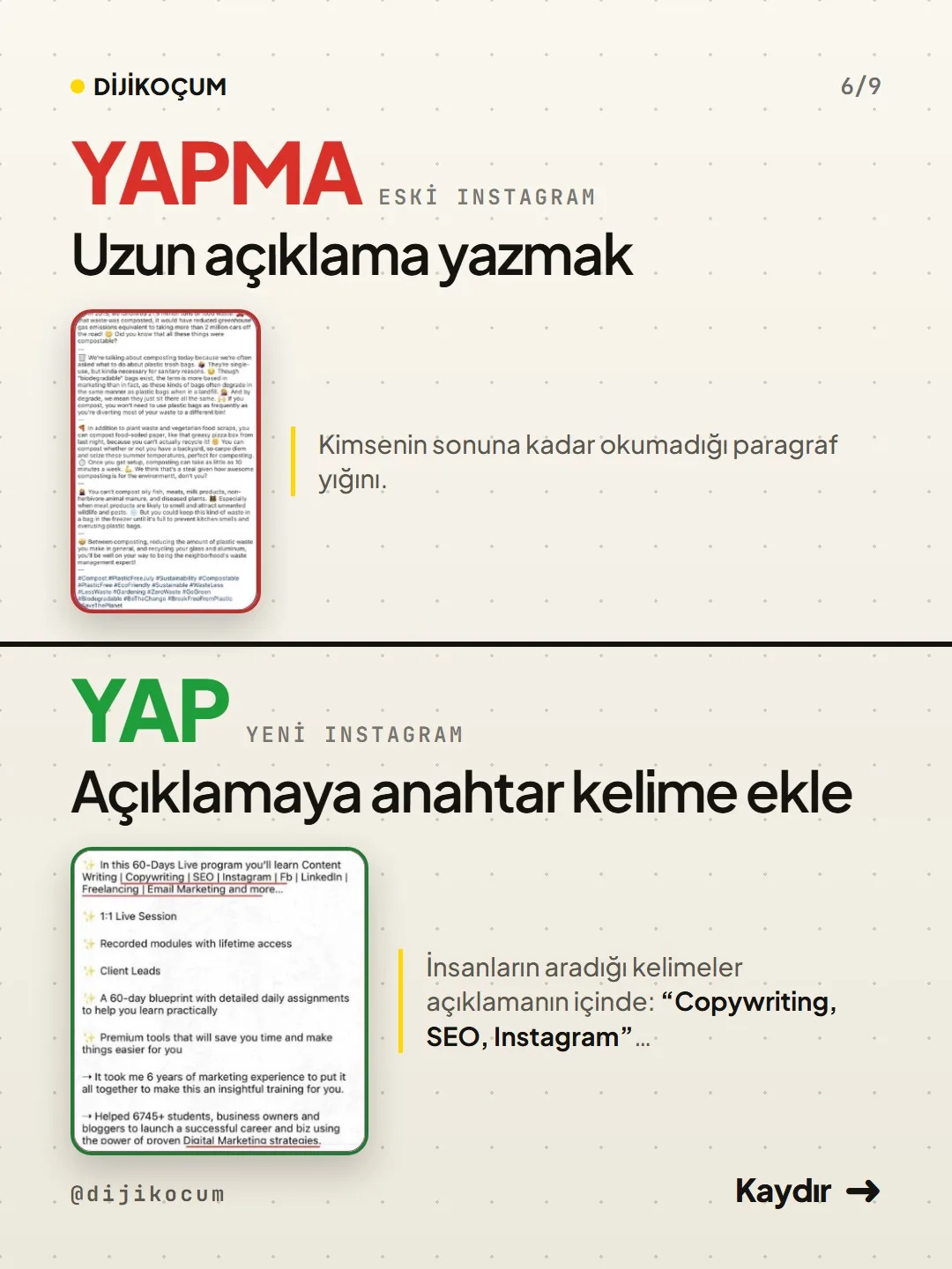 Fark 5: Kimsenin sonuna kadar okumadığı uzun açıklama yerine insanların aradığı anahtar kelimeleri içeren açıklama.