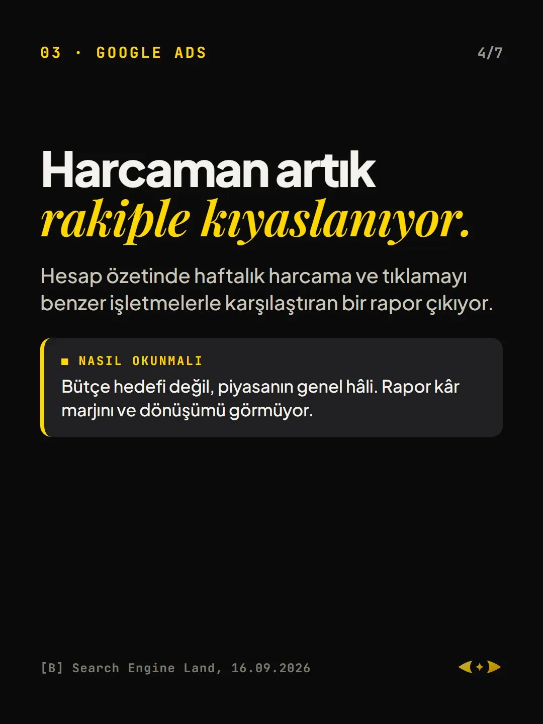 03 · Google Ads: Harcaman artık rakiple kıyaslanıyor.