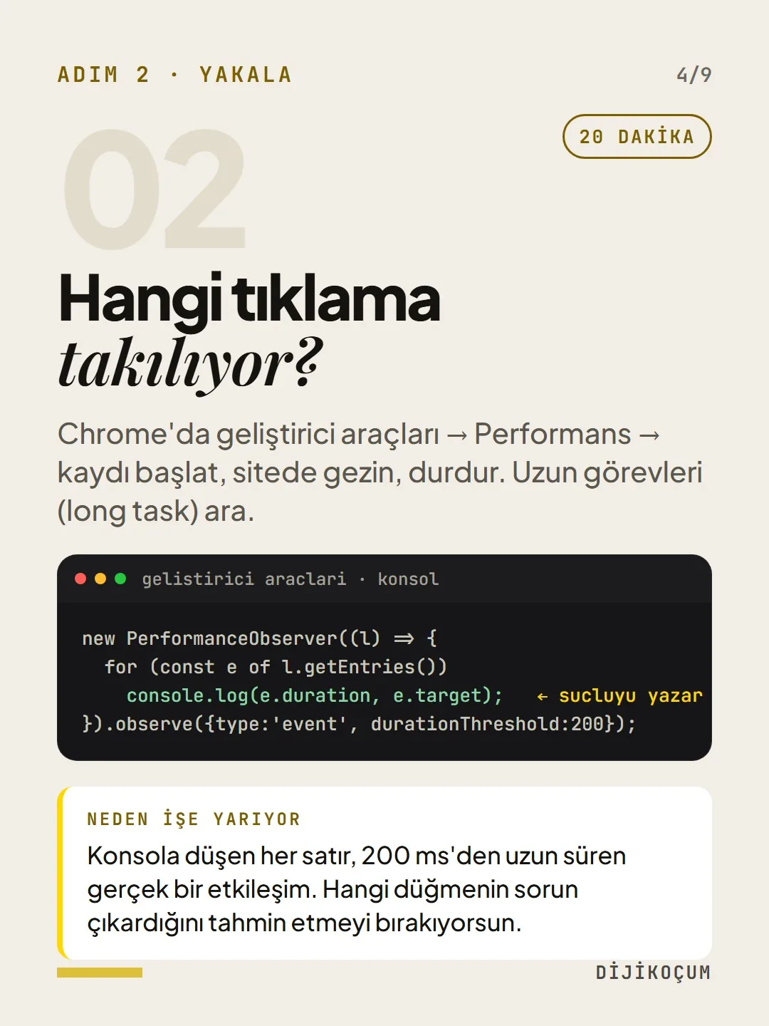 Adım 2 · Yakala: Hangi tıklama takılıyor?
