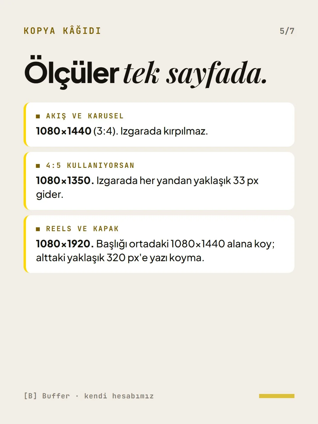 Kopya kâğıdı: Ölçüler tek sayfada.