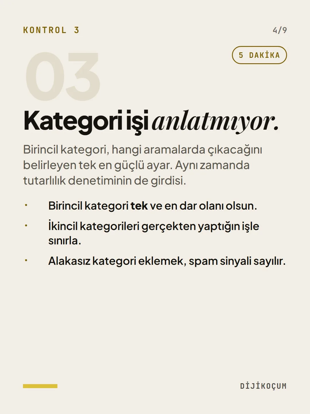 Kontrol 3: Kategori işi anlatmıyor.