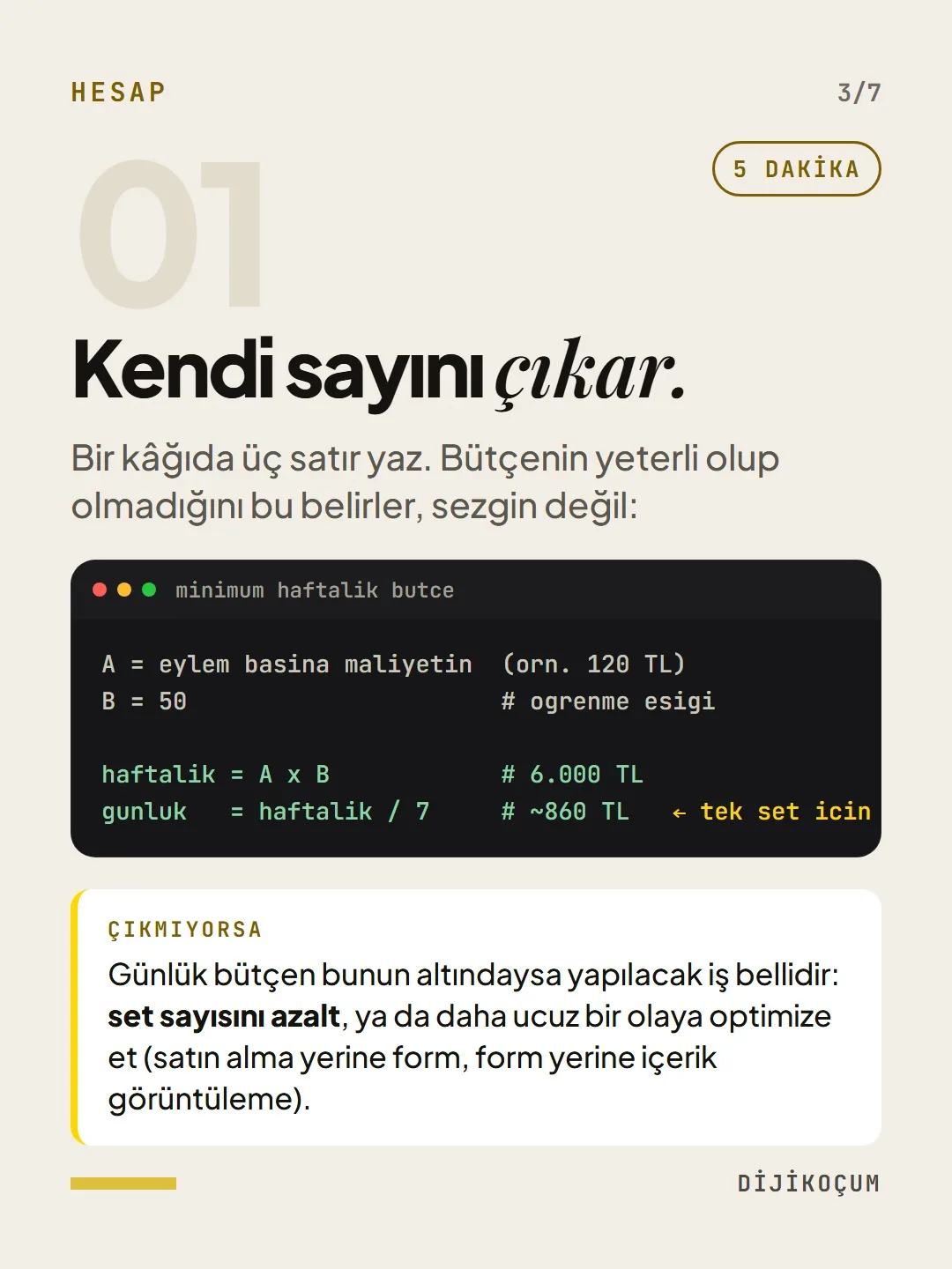 Hesap: Kendi sayını çıkar.