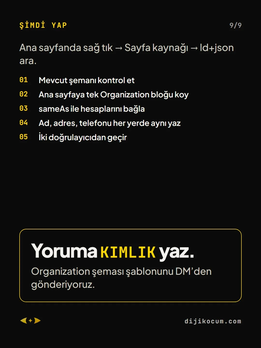 Kapanış: Yoruma KIMLIK yaz. Organization şeması şablonunu DM’den gönderiyoruz.