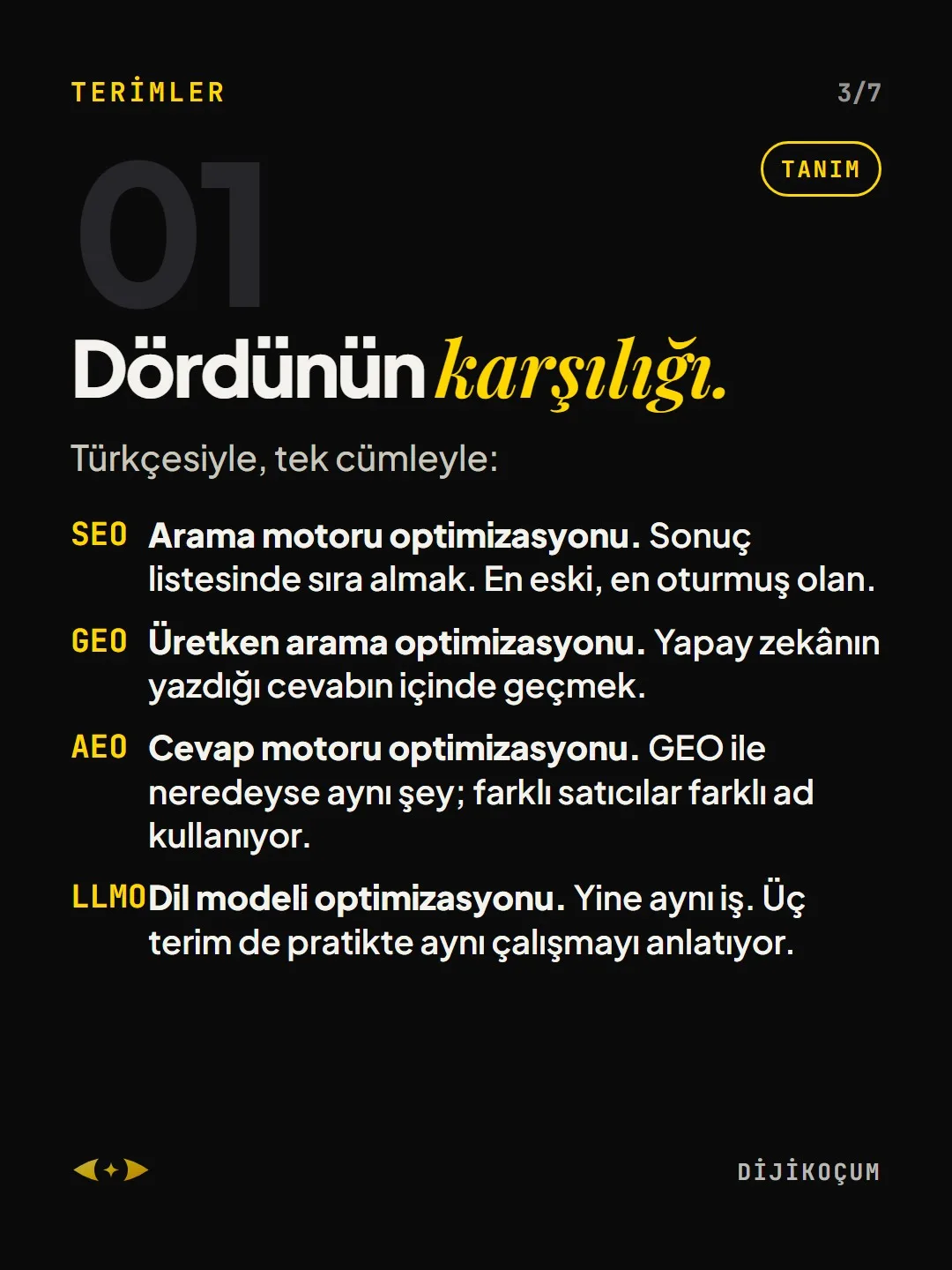 Terimler: Dördünün karşılığı.