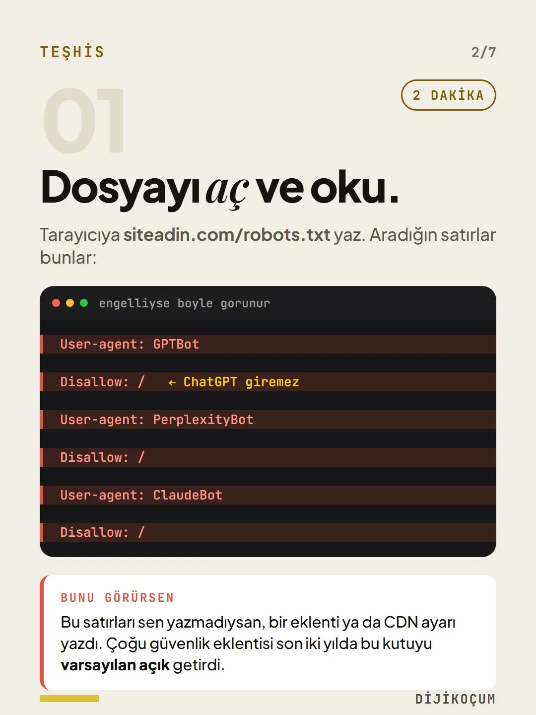 Teşhis: Dosyayı aç ve oku.